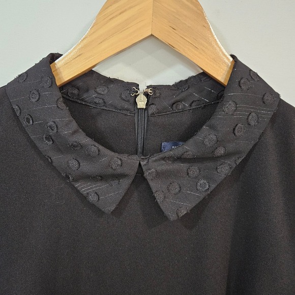 Tommy Hilfiger Sheer Sleeve Dress 8 Polka Dot‎ Mesh Black Wednesday Whimsigoth - Picture 5 of 16